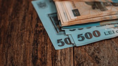 Romanya LEI Para Birimi Banknotu. RON Para Avrupa Para Birimi