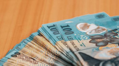 Romanya LEI Para Birimi Banknotu. RON Para Avrupa Para Birimi