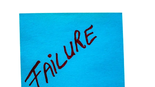 Failure Handwriting Text Close Isolated Blue Paper Copy Space Writing — Stock Photo, Image