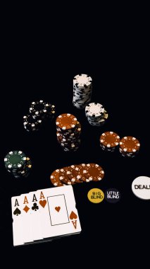 Yüksek bahisli kumarhane oyunları için bir yığın poker fişi.