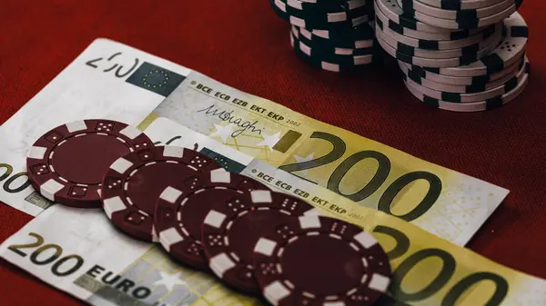 stock image Stack of poker chips for high-stakes casino games