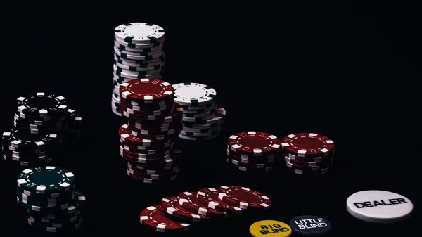 Pilha Fichas Poker Para Jogos Casino High Stakes — Fotografia de Stock