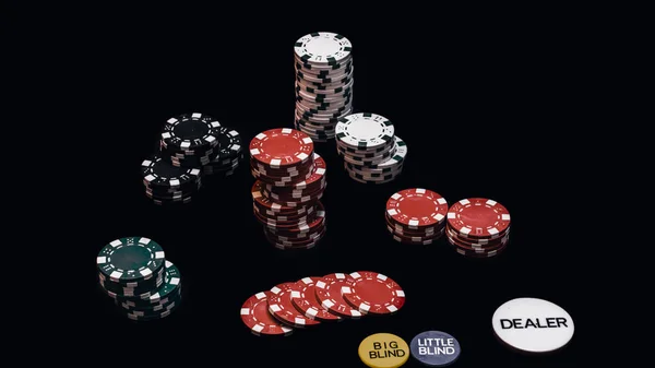 高ステークスカジノゲームのためのポーカーチップのスタック — ストック写真