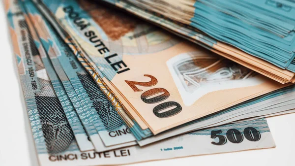 Billete Divisa Lei Rumano Ron Money Moneda Europea — Foto de Stock