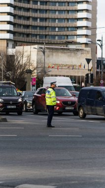 Tampon Tamponu - Romanya 'nın Bükreş kentinde yoğun trafik yoğunluğu, 2023