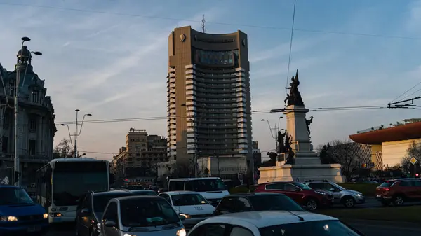 stock image Bumper to Bumper - Urban traffic congestion during peak hour in Bucharest, Romania, 2023