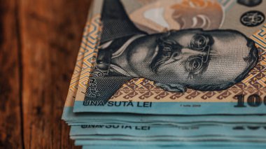 Romanya LEI Para Birimi Banknotu. RON Para Avrupa Para Birimi