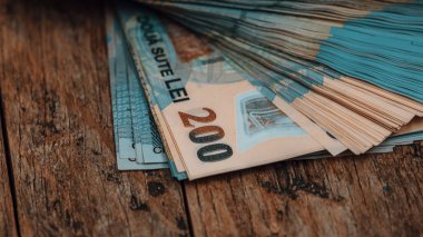 Romanya LEI Para Birimi Banknotu. RON Para Avrupa Para Birimi