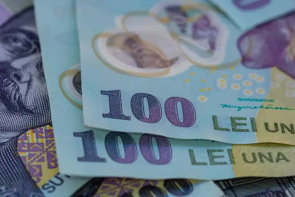 Ron Leu Bani Monedă Europeană — Fotografie, imagine de stoc
