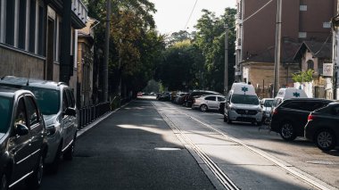 Romanya 'nın Bükreş kentinde yoğun trafik yoğunluğu