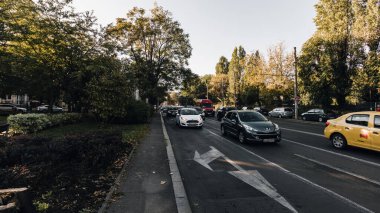 Tampon Tamponu - Romanya 'nın Bükreş kentinde yoğun trafik yoğunluğu, 2023