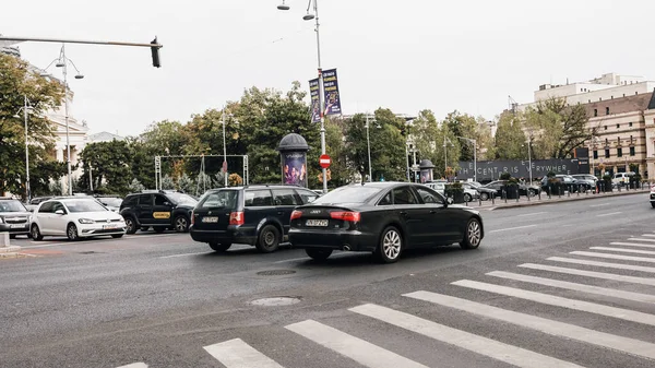 Congestión Del Tráfico Urbano Durante Hora Punta Bucarest Rumania — Foto de Stock