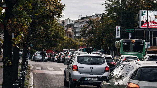 Stock image Bumper to Bumper - Urban traffic congestion during peak hour in Bucharest, Romania, 2023