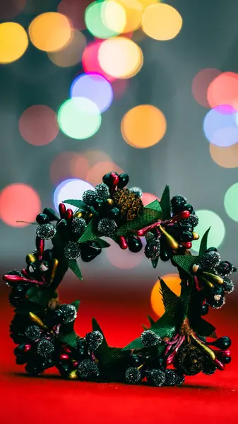 Décorations Noël Fond Coloré Lumières Noël — Photo