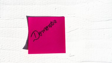 Hatırlatma üzerine el yazısı metni. Kağıt üzerinde bunama, beyaz ve dokulu duvar. Boşluğu kopyala.