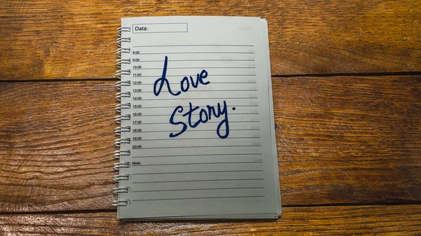 Liefdesverhaal Liefdessms Jes Schrijven Papier Mooie Boodschap Tekst Spiraalvormige Agenda — Stockfoto
