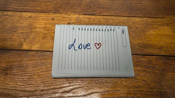 Amor Escribir Texto Amor Papel Mensaje Encantador Texto Agenda Espiral — Foto de Stock