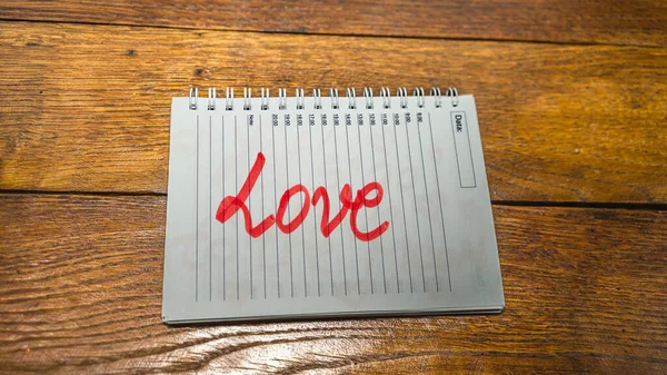 Amore Scrivere Messaggio Amore Carta Messaggio Adorabile Testo Sull Agenda — Foto Stock