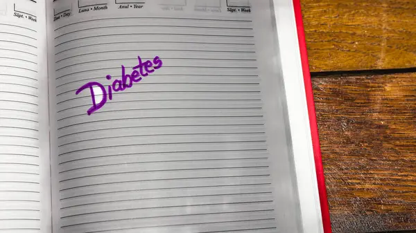 Diabetes Texto Escrito Mano Página Agenda Oficina Copiar Espacio —  Fotos de Stock