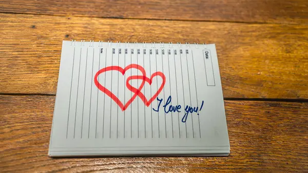 Amo Scrivere Messaggi Amore Carta Bel Messaggio Testo Sull Agenda — Foto Stock