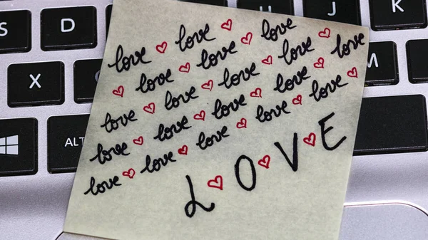 Writing Love Text Memo Post Reminder Sticker Lovely Message Text — 스톡 사진