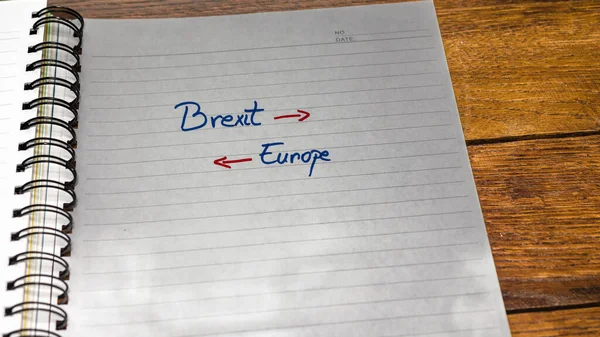 Brexit Forward Europa Bakåt Handskriven Text Papper Politiskt Budskap Politisk — Stockfoto