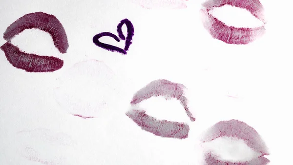 Conceito Dia Dos Namorados Beijo Batom Desenho Com Batom Sobre — Fotografia de Stock