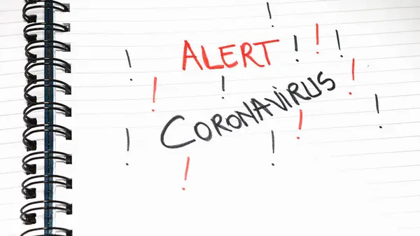 Coronavirus Teste Manuscrito Texto Papel Agenda Escritório Espaço Cópia — Fotografia de Stock