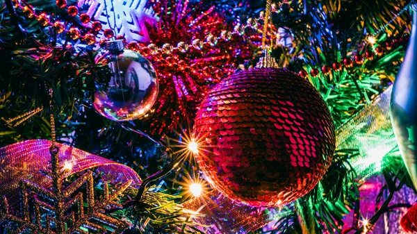 Decorações Natal Luzes Coloridas Natal Fundo — Fotografia de Stock