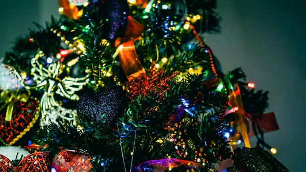 Kerstversiering Kleurrijke Kerstverlichting Achtergrond — Stockfoto