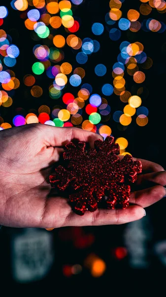 Addobbi Natalizi Colorate Luci Natale Sfondo — Foto Stock