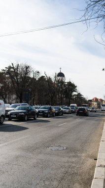 Tampon Tamponu - Romanya 'nın Bükreş kentinde yoğun trafik yoğunluğu, 2023