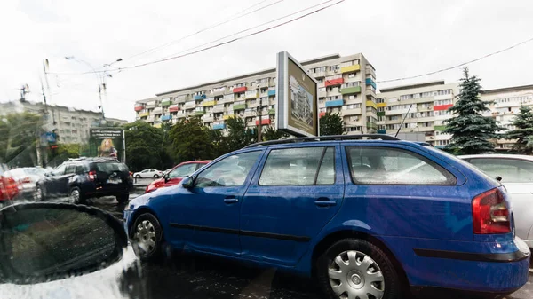 Parachoques Parachoques Congestión Del Tráfico Urbano Durante Hora Punta Bucarest — Foto de Stock