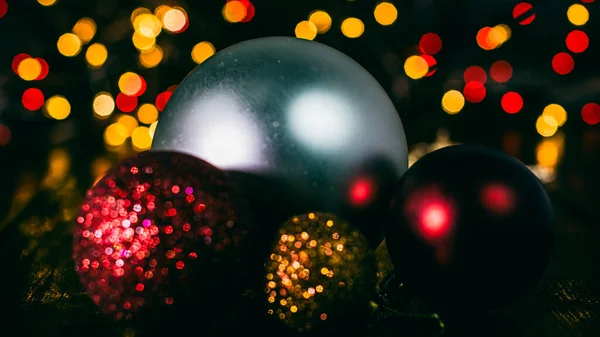 Noel Süsleri Renkli Noel Işıkları Arka Planı — Stok fotoğraf