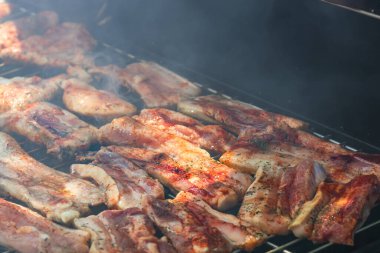 Kömür ızgarasında pişen sebzeli leziz ızgara et.