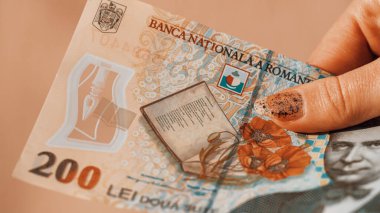 Romanya LEI Para Birimi Banknotu. RON Para Avrupa Para Birimi