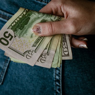 Macro shot 'ı Amerikan doları. ABD enflasyonu, ABD parası