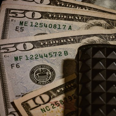 Macro shot 'ı Amerikan doları. ABD enflasyonu, ABD parası