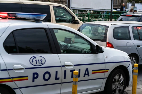 布加勒斯特的罗马尼亚警车 Politia Rutiera 2023年 罗马尼亚 — 图库照片