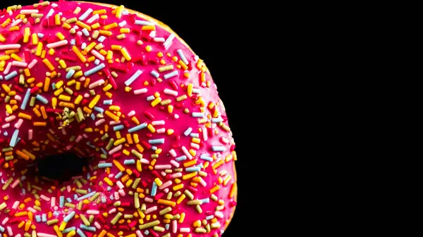 Donut Vidro Rosa Com Polvilhas Isoladas Close Donut Colorido — Fotografia de Stock