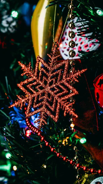 Decoraciones Navideñas Fondo Colorido Luces Navidad —  Fotos de Stock