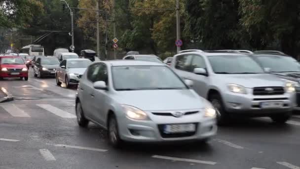 Car Traffic Car Pollution Traffic Jam Bucharest Romania — Stock Video