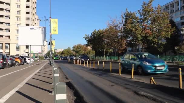 Ruch Samochodowy Zanieczyszczenie Samochodów Korki Bukareszcie Rumunia — Wideo stockowe