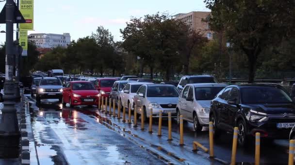 Traffico Automobilistico Inquinamento Automobilistico Ingorgo Bucarest Romania — Video Stock