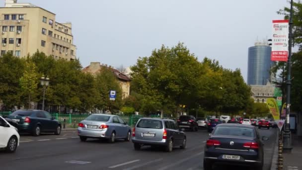 Trafic Automobile Pollution Automobile Embouteillage Bucarest Roumanie — Video