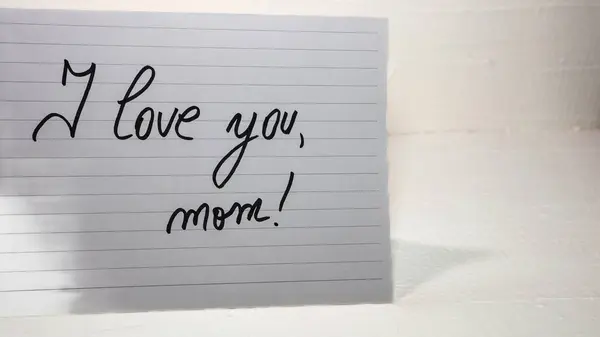 Love You Mom Writing Love Text Mother Paper Label Tag — Stock Photo, Image
