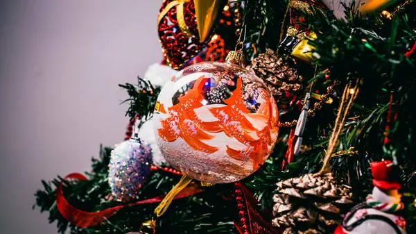 Decoraciones Navideñas Fondo Colorido Luces Navidad — Foto de Stock