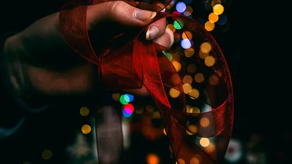 Weihnachtsdekoration Bunte Weihnachtsbeleuchtung Hintergrund — Stockfoto