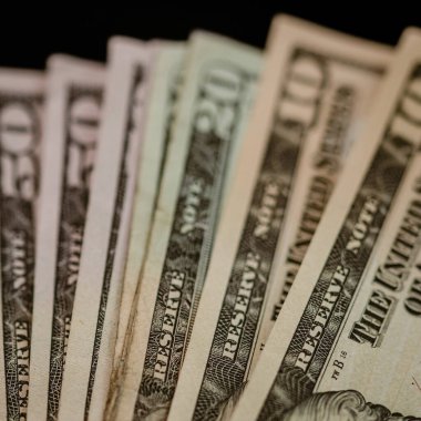 Macro shot 'ı Amerikan doları. ABD enflasyonu, ABD parası