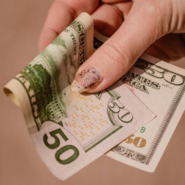 Macro shot 'ı Amerikan doları. ABD enflasyonu, ABD parası